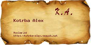 Kotrba Alex névjegykártya